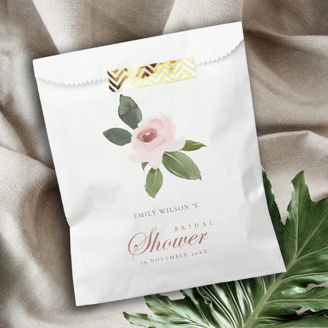 SUBTLE SOFT BLUSH PINK ROSE FLORAL BRIDAL SHOWER FAVOUR BAG (Creator Uploaded)