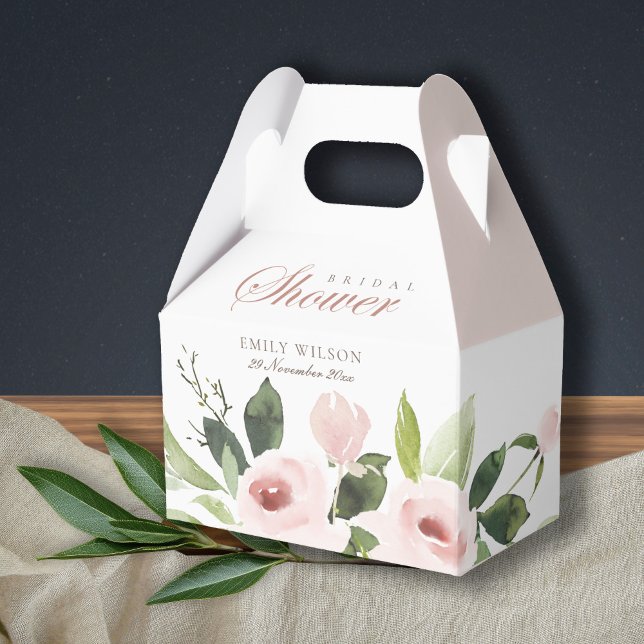 SUBTLE SOFT BLUSH PINK ROSE FLORAL BRIDAL SHOWER FAVOUR BOX (Creator Uploaded)