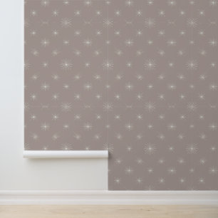 Subtle Starburst Pattern on Taupe Wallpaper