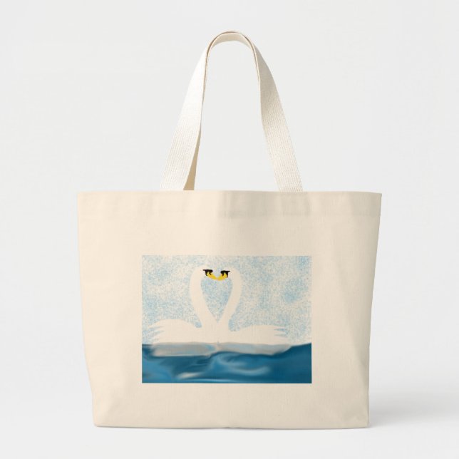 Subtle Swans in Love (heart shapes) Art Gifts Large Tote Bag (Front)