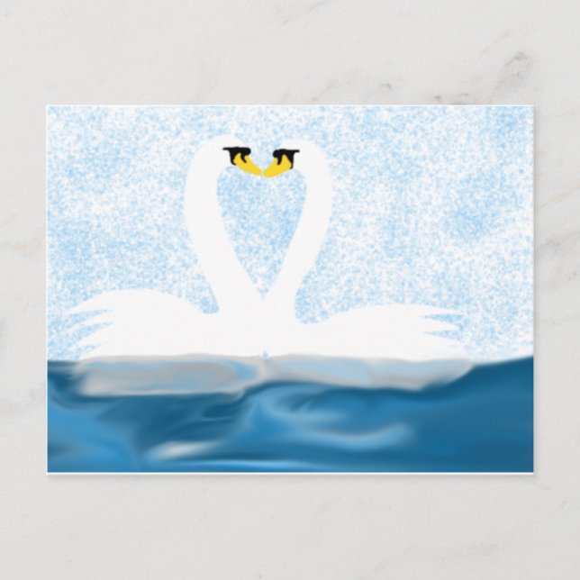 Subtle Swans in Love (heart shapes) Art Gifts Postcard (Front)