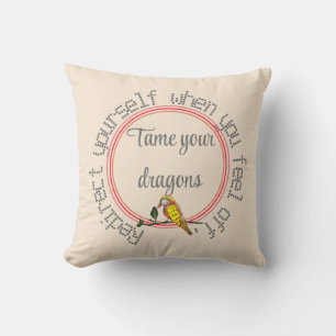 Subtle Tan Natural Personalise Text Bird Cushion