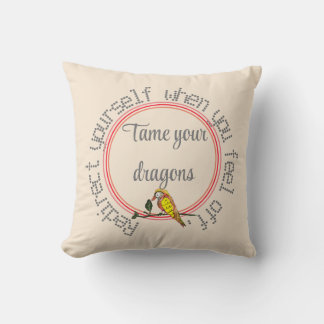 Subtle Tan Natural Personalise Text Bird Cushion