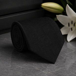 Subtle Tonal Geometric Mourning Tie