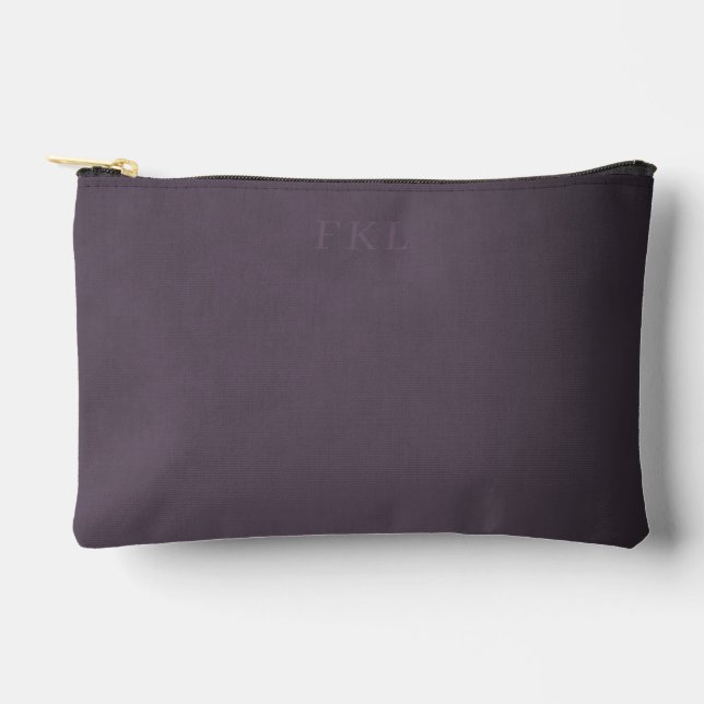 Subtle Triple Monogram on Mottled Dusty Plum  Accessory Pouch (Front)