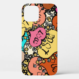 Subtle vintage pattern with tiny orange,  black an iPhone 12 case