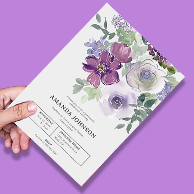 Subtle Watercolor Floral Graduation Invitation (Creator Uploaded)