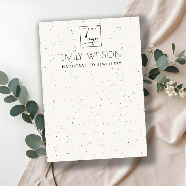 SUBTLE WHITE CERAMIC TEXTURE EARRING DISPLAY LOGO BUSINESS CARD (Creator Uploaded)