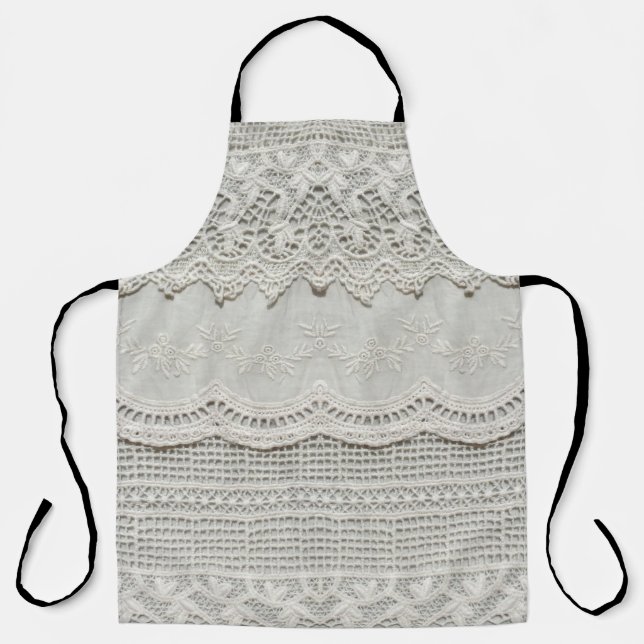 Subtle white lace, textile close-up. apron (Front)