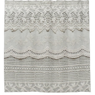 Subtle white lace, textile close-up. shower curtain