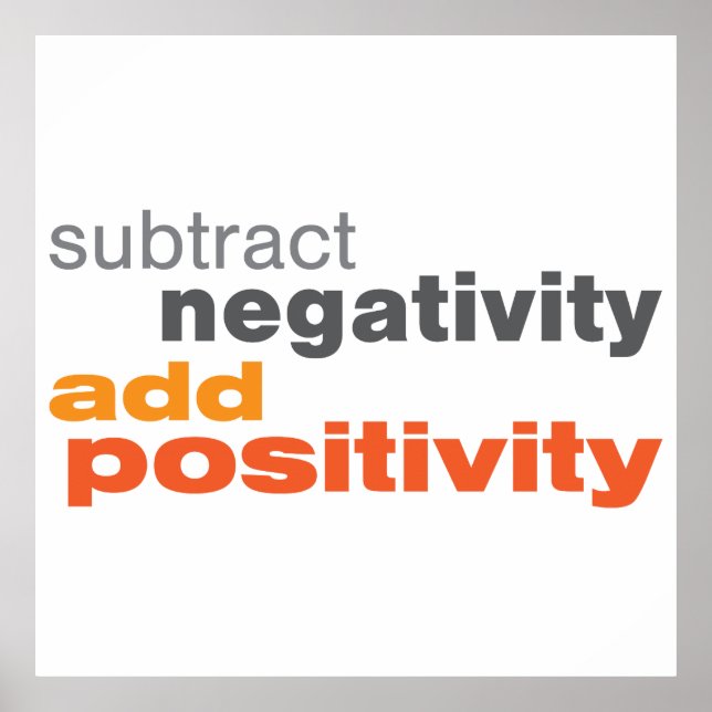 Subtract Negativity and Add Positivity Poster (Front)
