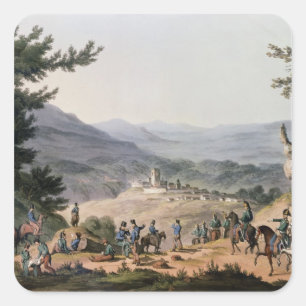 Subugal on the River Coa, engraved by C. Turner Square Sticker