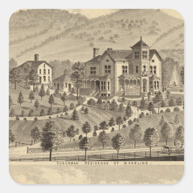 Suburban residence of Wheeling Square Sticker (Front)