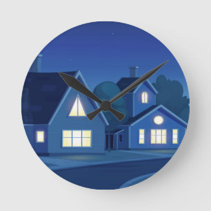 Suburban Street Round Clock