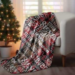 Subway Art any text tartan red baffalo plaid Fleece Blanket