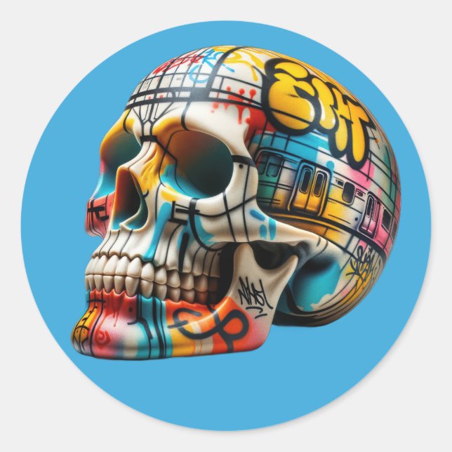 Subway Art Skull Classic Round Sticker (Front)
