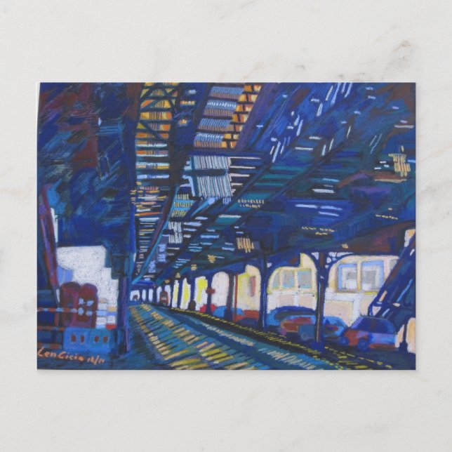 Subway in Upper Manhattan Under The Tracks. Postcard (Front)
