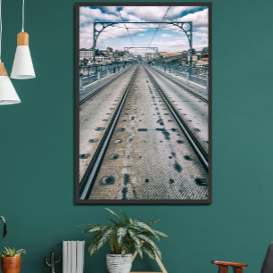 Subway railway on Dom Luis I bridge superior deck Poster