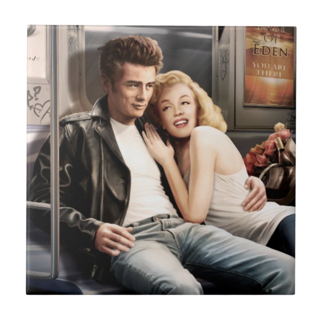 Subway Riders Ceramic Tile (Front)