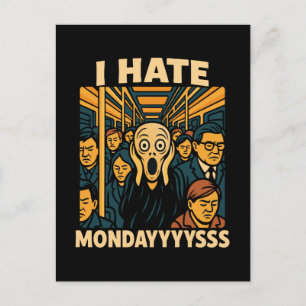 Subway Rush Hour Scream Hate Mondays Holiday Postcard