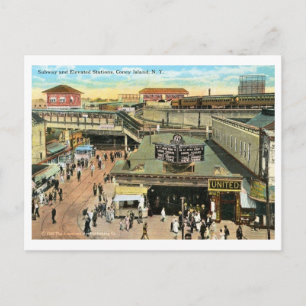 Subway Station, Coney Island, Brooklyn Vintage Postcard