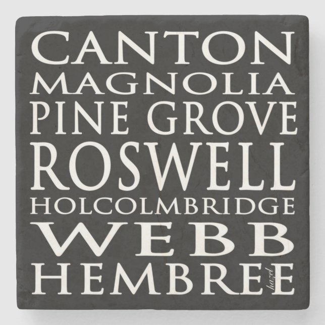 Subway Street Signs, Roswell, Georgia Marble Stone Coaster (Front)