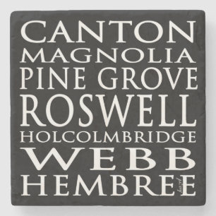 Subway Street Signs, Roswell, Georgia Marble Stone Stone Coaster