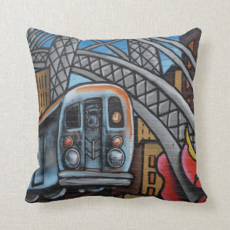 Subway train urban graffiti art cushion