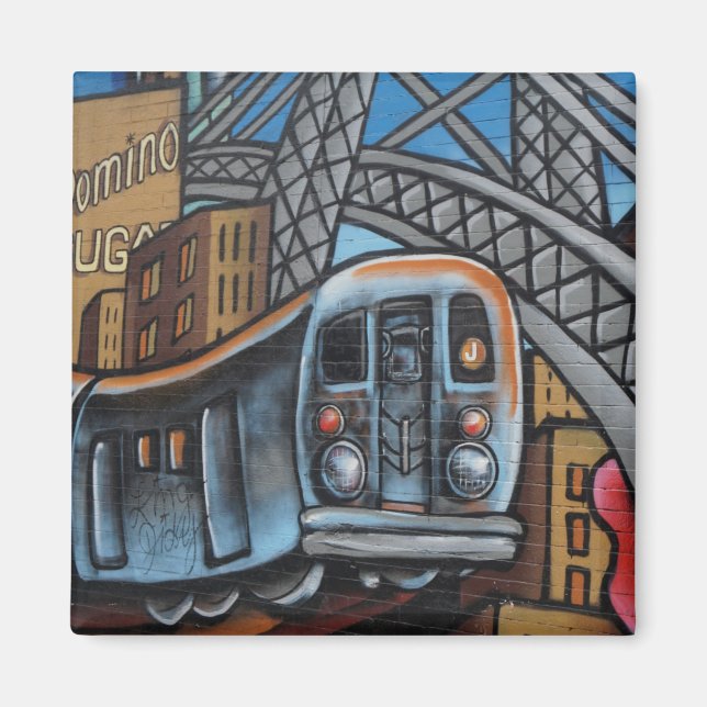 Subway train urban graffiti art magnet (Front)