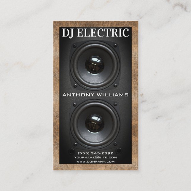 Subwoofer Speaker Box | Leather Business Card (Front)