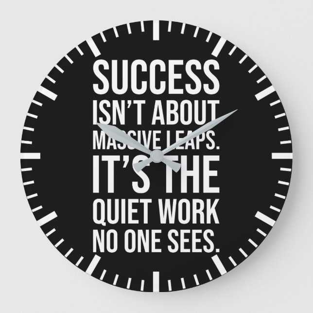 Success About Is Quiet Work - Gym, Hustle, Grind Large Clock (Front)