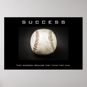 Success Baseball Artwork Motivational Inspire Poster