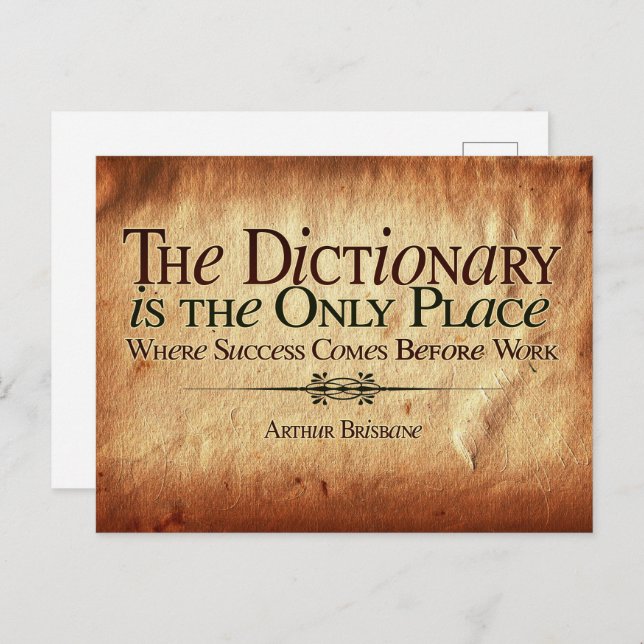 Success Comes Before Work Postcard (Front/Back)