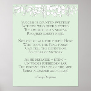 Success Counted Sweetest Poem Mint & White Poster