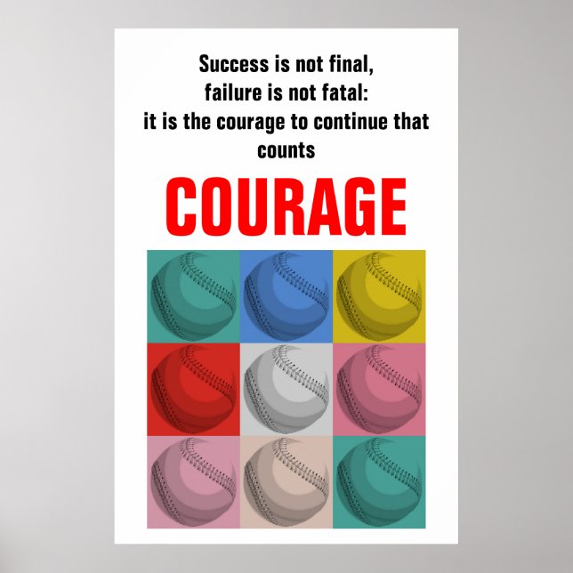Success Courage Baseball Inspirational Poster (Front)