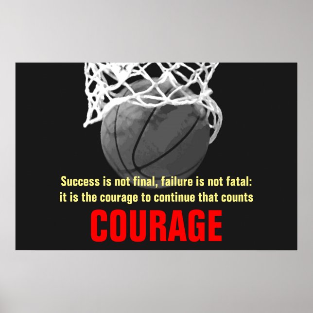 Success Courage Basketball Inspirational Poster (Front)