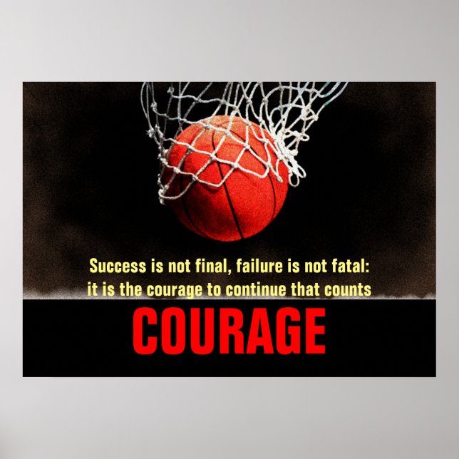 Success Courage Basketball Inspirational Poster (Front)