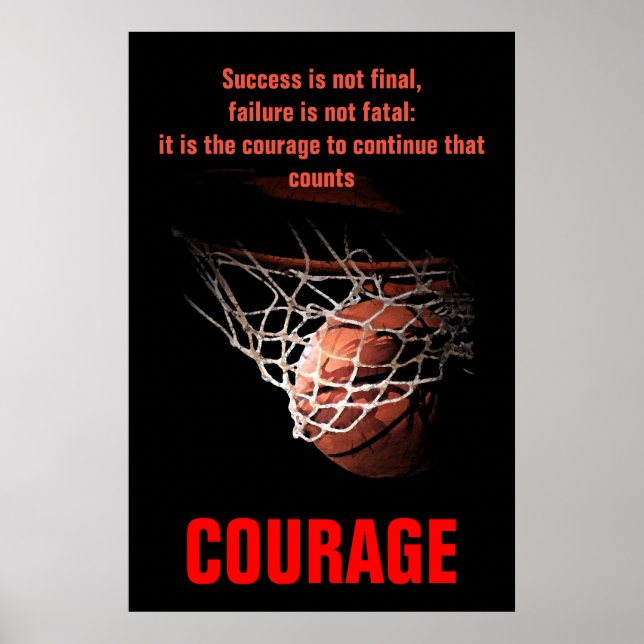 Success Courage Basketball Inspirational Poster (Front)