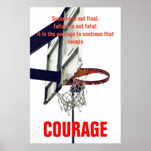 Success Courage Basketball Inspirational Poster