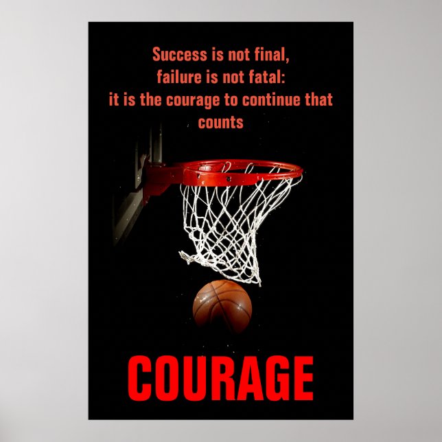 Success Courage Basketball Inspirational Poster (Front)