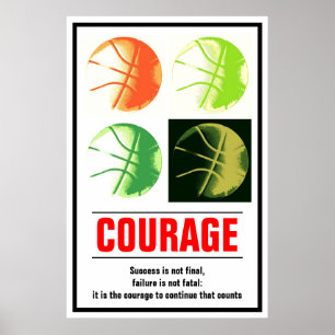 Success Courage Basketball Motivational Poster