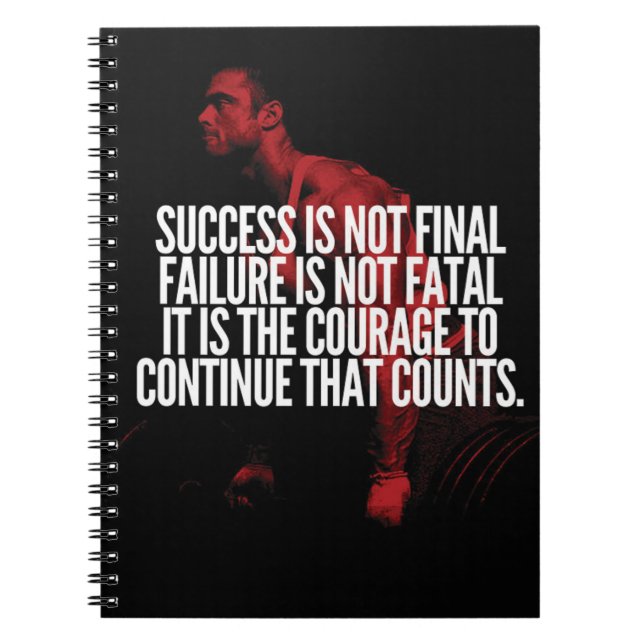 Success, Failure and Courage. Workout Motivational Notebook (Front)