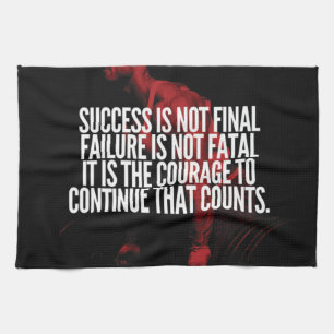 Success, Failure and Courage. Workout Motivational Tea Towel