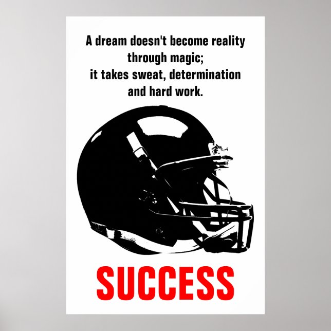 Success Football Motivational Inspirational Art Poster (Front)