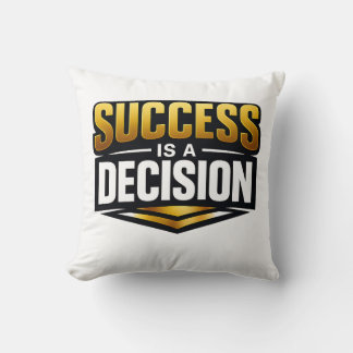 Success Gold Typography on Black Cushion