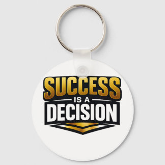 Success Gold Typography on Black Key Ring