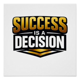 Success Gold Typography on Black Poster