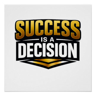 Success Gold Typography on Black Poster