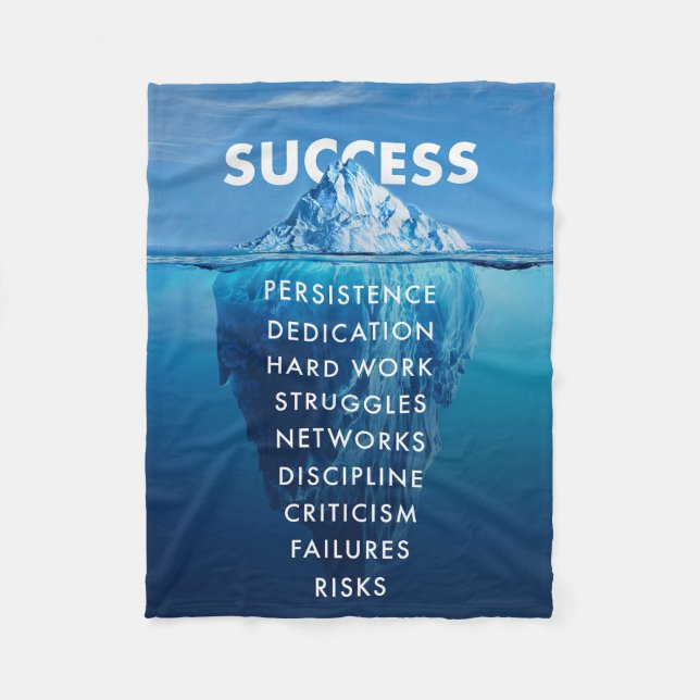 Success Iceberg Hard Work Fleece Blanket (Front)