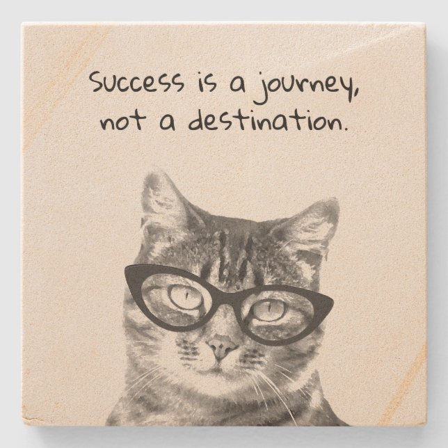 Success is a journey not a destination wise quote stone coaster (Front)